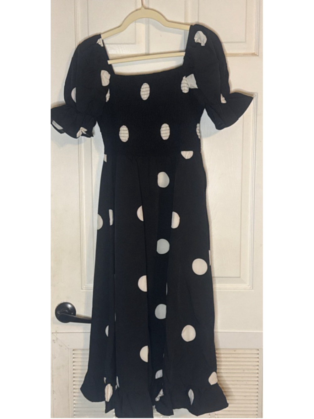 Black & White Polka Dot Midi Dress Size M - Picture 2 of 5